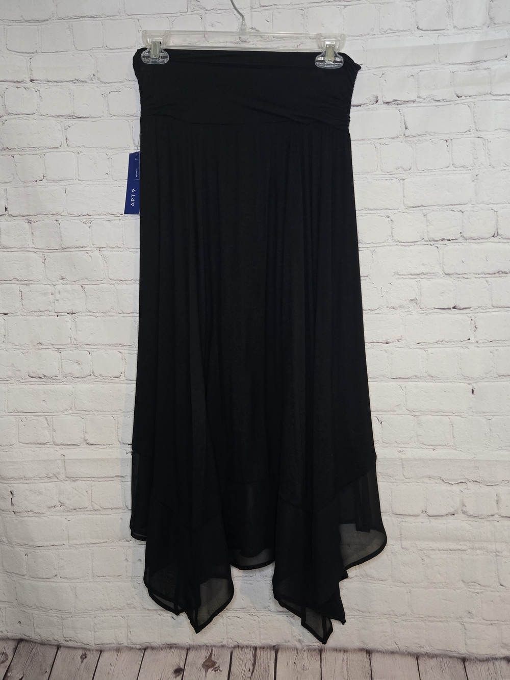 Apt 9 y2k handkerchief asymmetrical hem black dold over midi skirt witchy